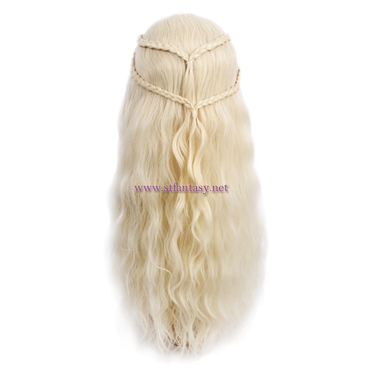 Fantasywig Wholesale Cosplay Wig For Dragon Mother Queen Long Curly Blonde Braided Wig For Halloween