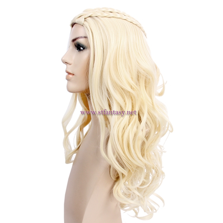 Wholesale Daenerys Stormborn Khaleesi Cosplay Wig Curly Long Blonde Braided Wig For Halloween