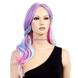 Wholesale Party Wig Purple Mixed Color Long Curly Ombre Braided Wig For Women