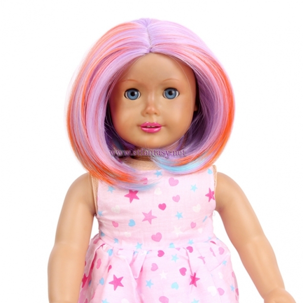 Wholesale American Girl Doll Wigs Colorful Short Straight Synthetic Wig With Bangs