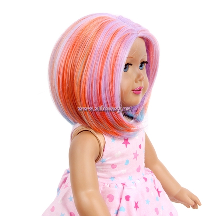 Wholesale American Girl Doll Wigs Colorful Short Straight Synthetic Wig With Bangs