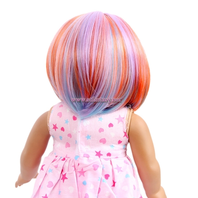 Wholesale American Girl Doll Wigs Colorful Short Straight Synthetic Wig With Bangs