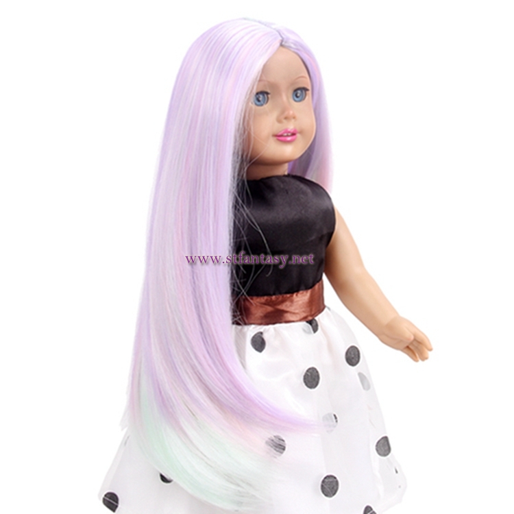 Wholesale 18 Inch Doll Wigs Light Pink Synthetic Hair Long Straight Wig For Dolls