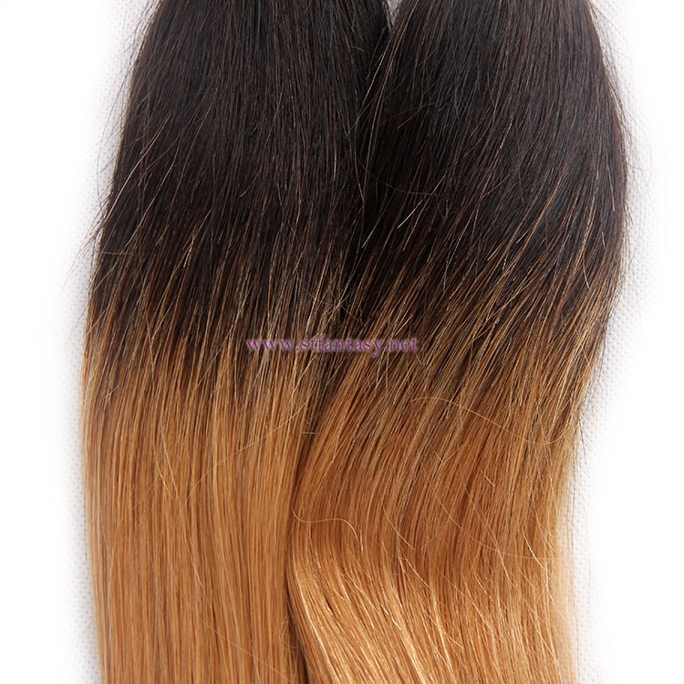 China Indian Hair Weave Manufacturers Half Black Half Blonde Long Straight Human Hair Weave