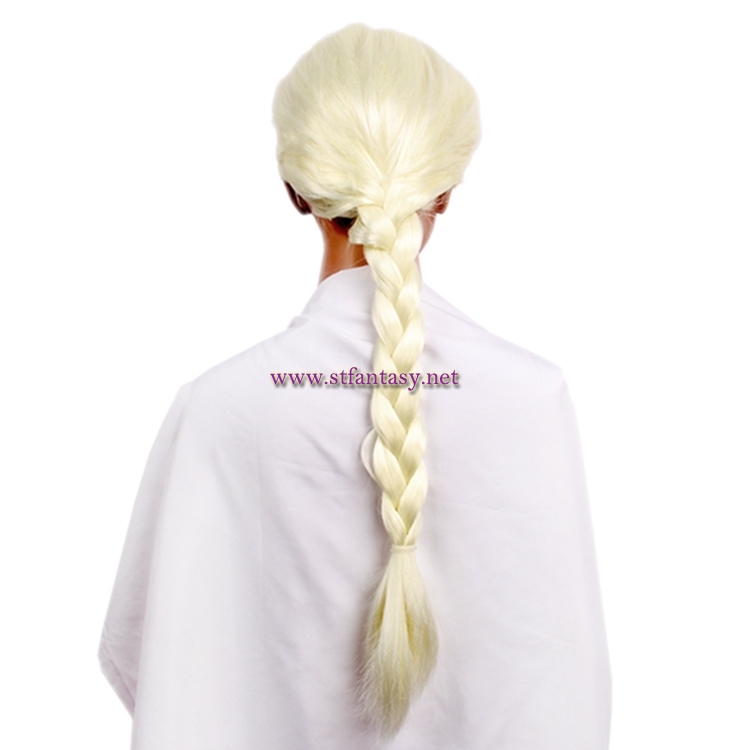 Wholesale Frozen Elsa White Cosplay Wig Synthetic Long Ponytail Braids Wig For Kid