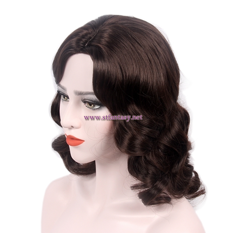 Wholesale Synthetic Wigs By Jinxing Classical Women Black Middle-Length Curly Hair Wig