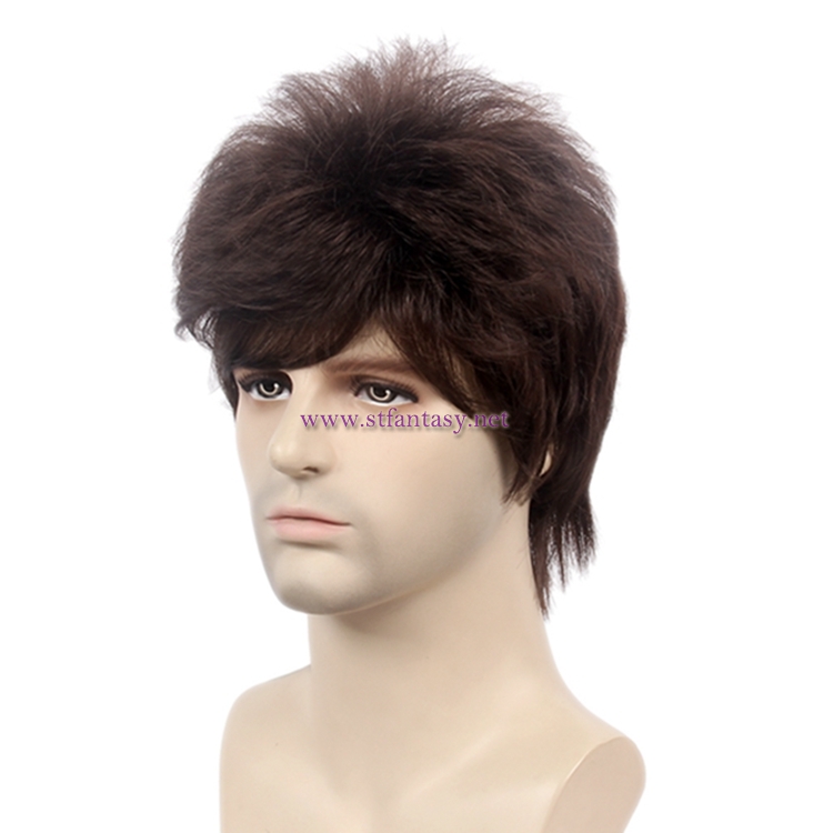 Synthetic Hair Wig Factory Wholesale Short Straight Brown Wigs For Men