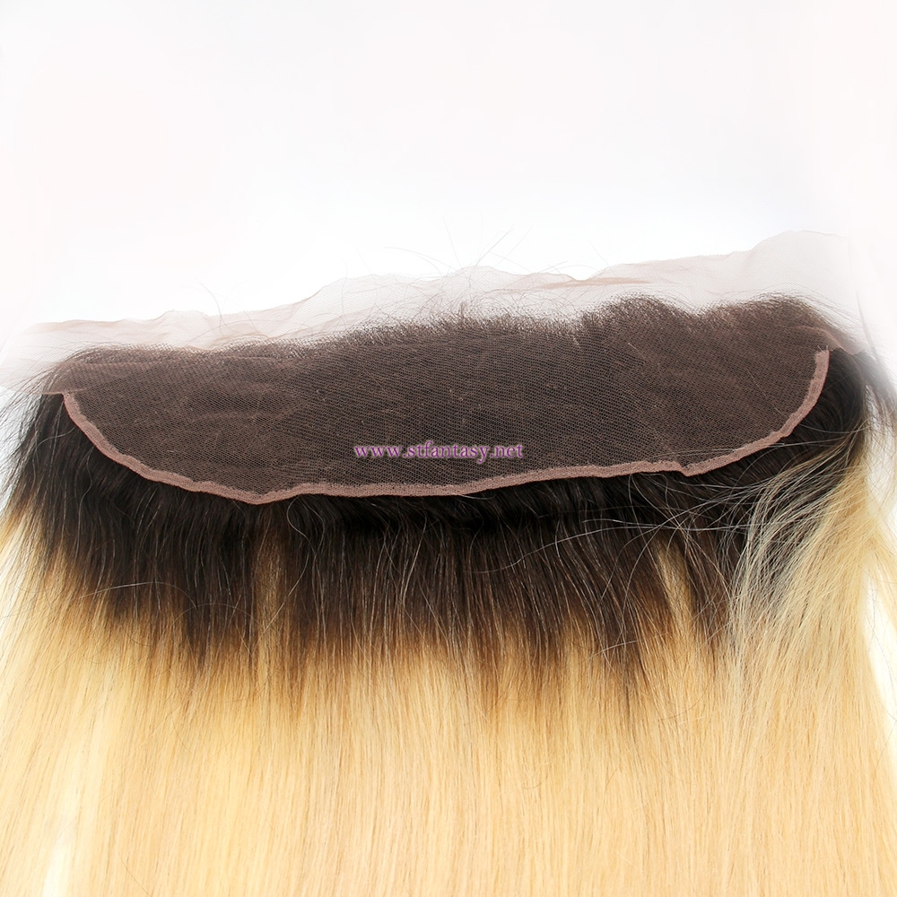 China Ombre Hair Extension Factory 13x4 Lace Frontal Straight Hair Toupee Two Tone Color Human Hair