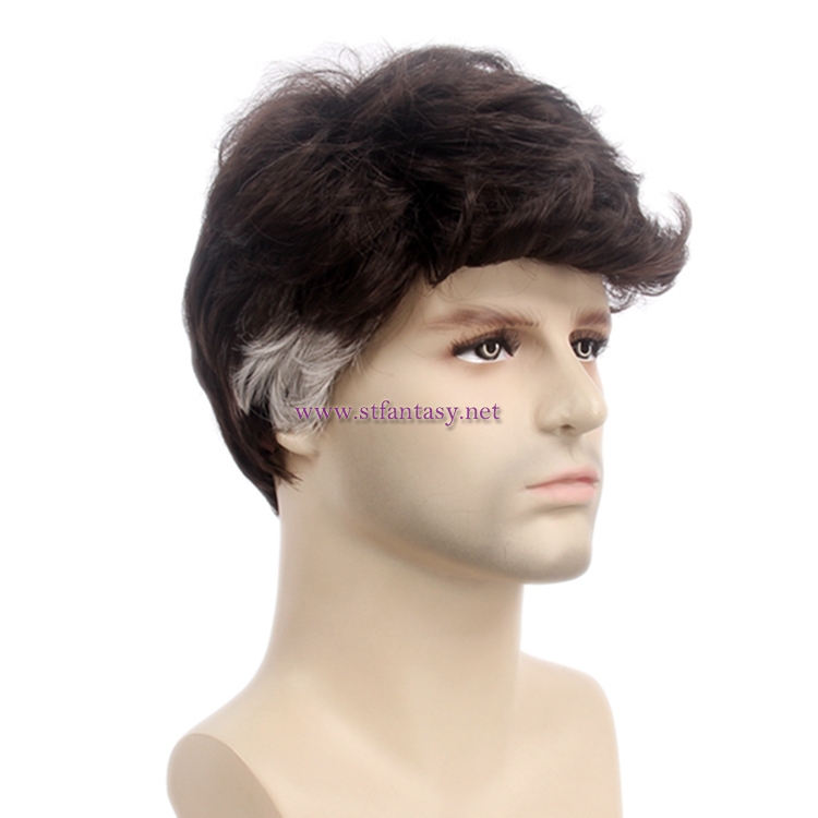 Mens Wigs Manufacturers Handsome Short Wigs Cosplay Brown Synthetic Hair Wigs For Men