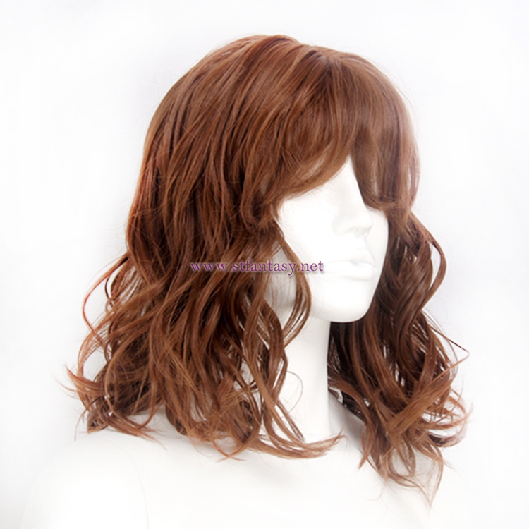 China Hair Wigs Suppliers Brown Middle Long Synthetic Hair Women Wig For Sale