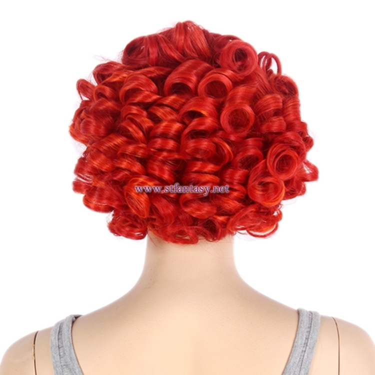 China Wigs Suppliers Red Synthetic Hair Short Curly Wig For Party