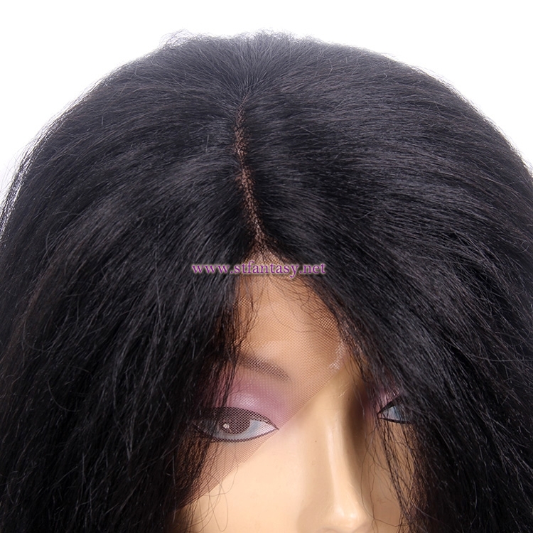 2017 Newest Hair Product Japanese Synthetic Hair U Part Lace Frontal Long Black Wig For Black Women