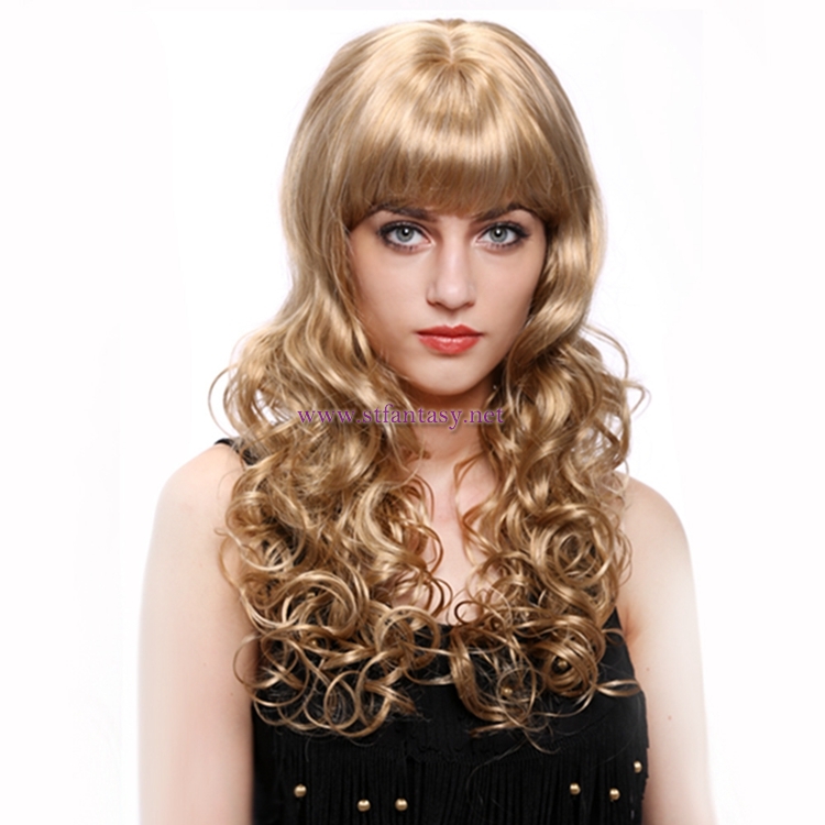 Curly Wig For Women-Guangzhou Fantasy Wig 24 Inch Long Curly Blonde Wig For White Women