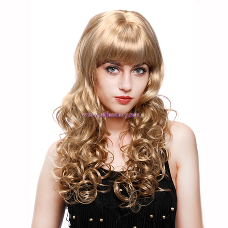 Curly Wig For Women-Guangzhou Fantasy Wig 24 Inch Long Curly Blonde Wig For White Women