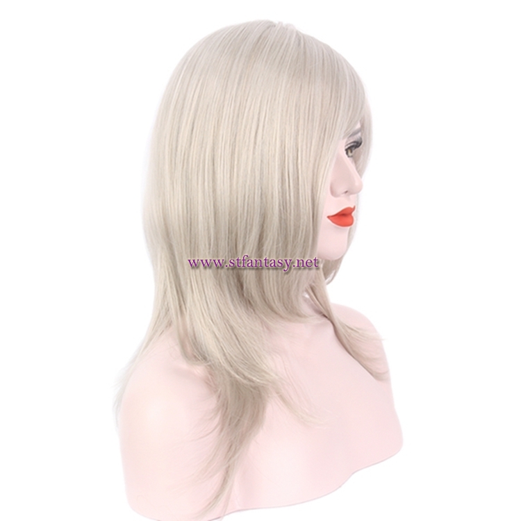 Women Hair Wigs-20 Inch Silver Gray Wig Cosplay Long Straight Hair Wig For White Women