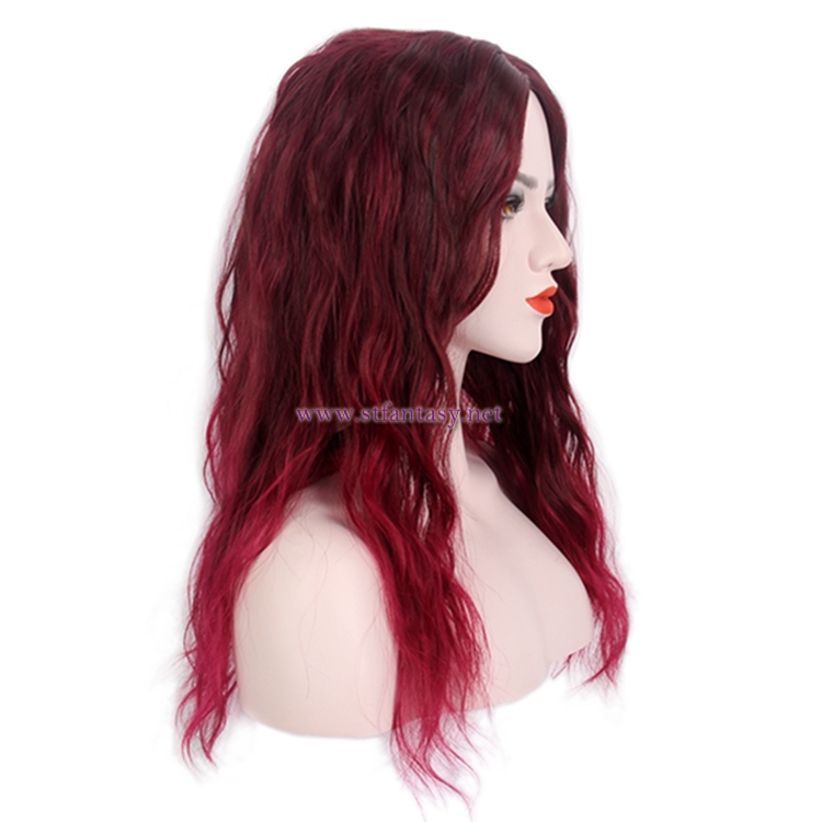 Women Hair Wig-Grape Red Ombre Long Curly Wig Synthetic Fashion Cosplay Wig For Women