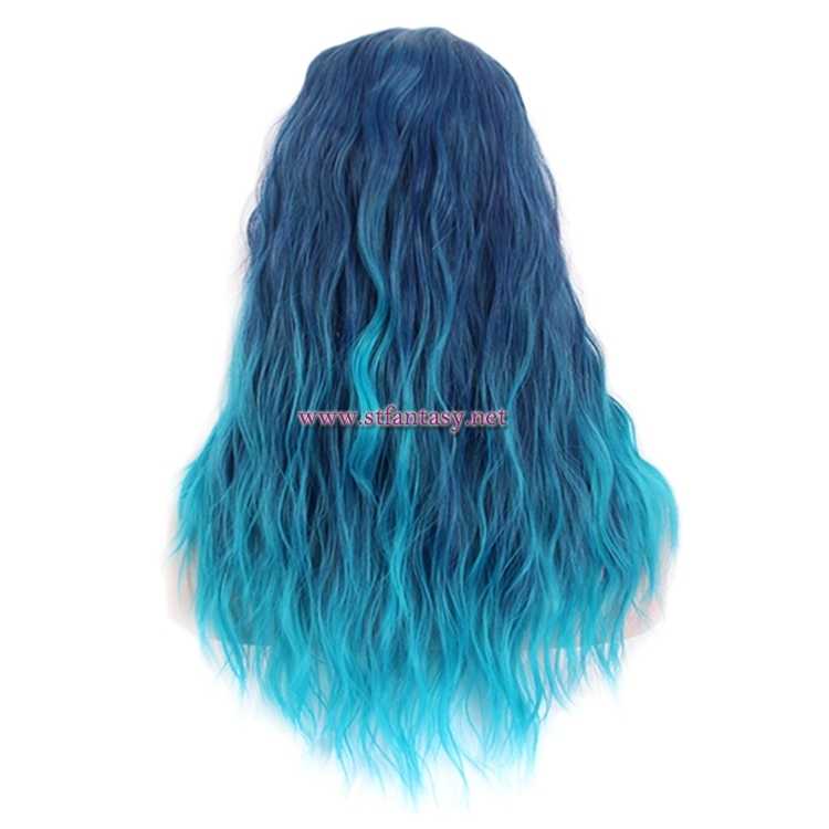 Ombre Long Curly Wig-Wholesale Ombre Blue Synthetic Hair Cosplay Wig For Women