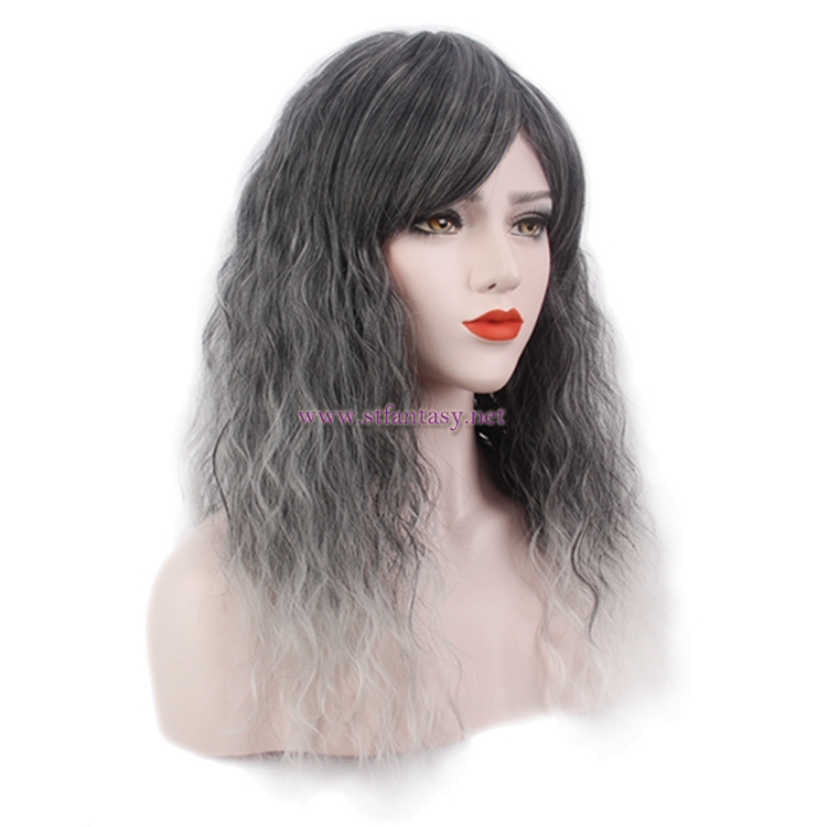 Silver Gray Ombre Wig-Wholesale Women Long Curly Hair Wig Ombre Color Cosplay Wig For Women