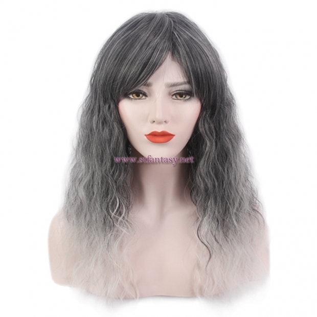 Silver Gray Ombre Wig-Wholesale Women Long Curly Hair Wig Ombre Color Cosplay Wig For Women