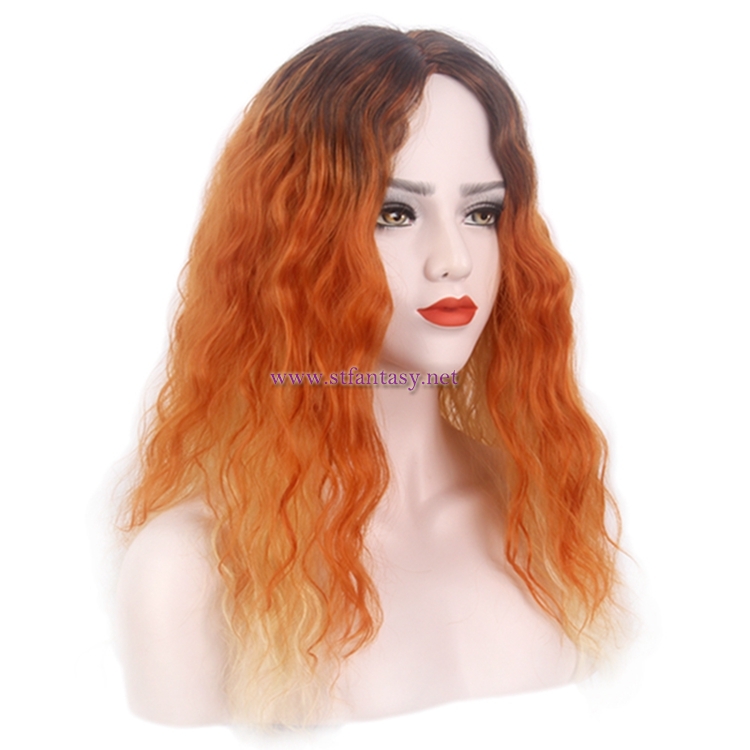 Women Cosplay Wig-Wholesale 23 Inch Long Curly Orange Ombre Wig For Women