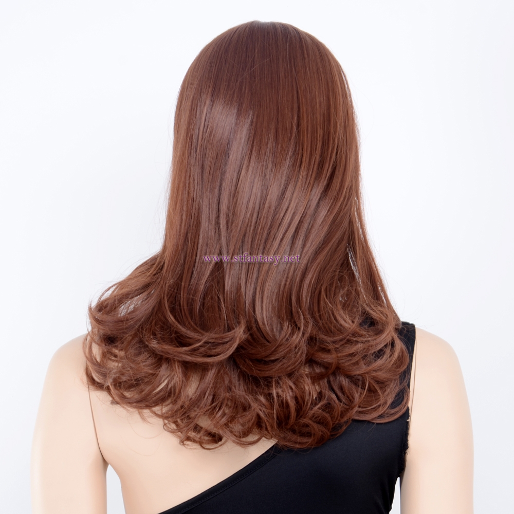 Shenzhen Wig- Best Selling Mid-Length Brown Tail Curling Fshion Wig Supplier