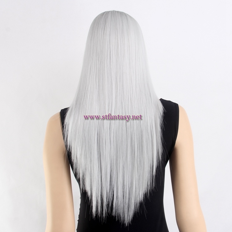 Black Ombre Silver Gray Wig-Wholesale 27" Heat Resistant Fiber Wig From Guangzhou