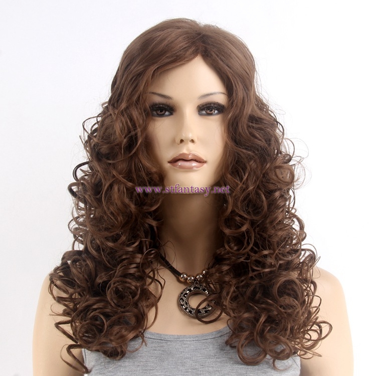 Fantasywig Wholesale-Sexy Rachel Long Brown Spiral 26" Brown Afro Wig