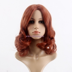 Fantasy Wig Wholesale-Heat Resistant Fiber 17" Dark Brown Custom Wigs