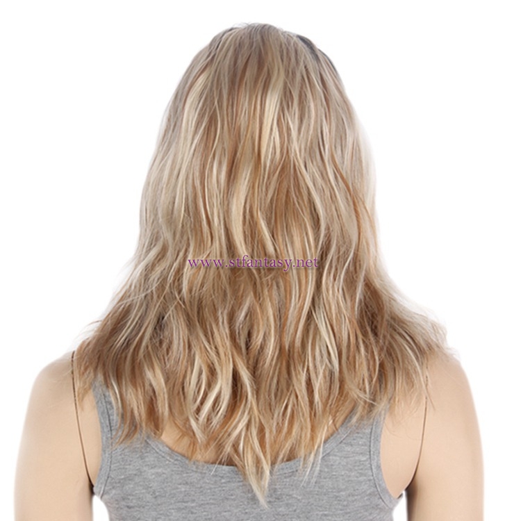 Ombre Color Wig- Wholesale Blonde Mixing Color 20" Middle Part Hair Style Women Wig