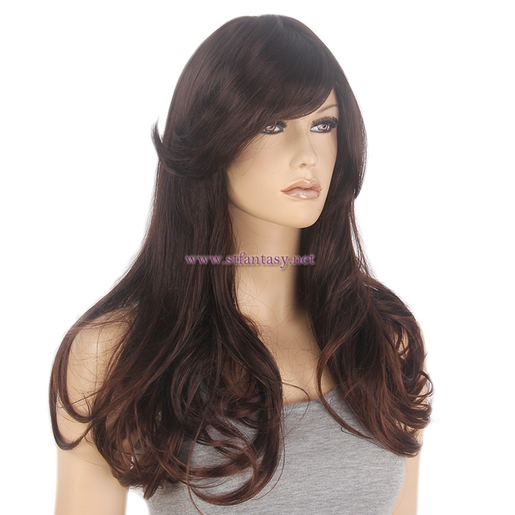 Shenzhou Wig Manufacturer- Wholesale 26" Micro-volume-Dark Brown Synthetic Wig for Women