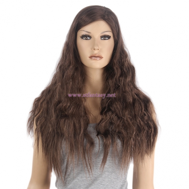 Guangzhou Wig Supplier-Wholesale 27" Curly Brown Synthetic Wig With Good Price