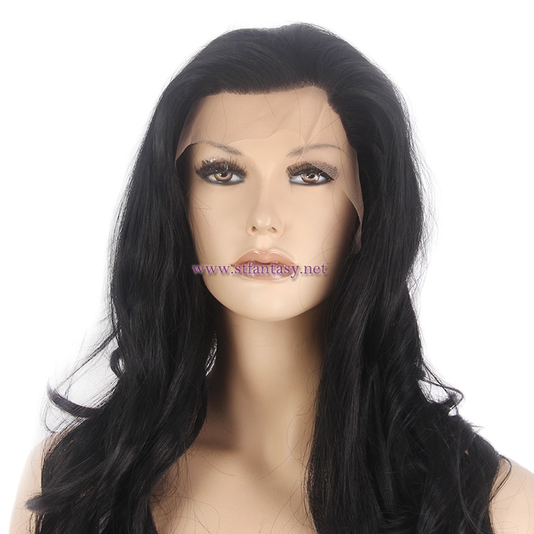 Synthetic Lace Front Wig-Wholesale Good Quality 26" Black Curly Lace Wig Supplier