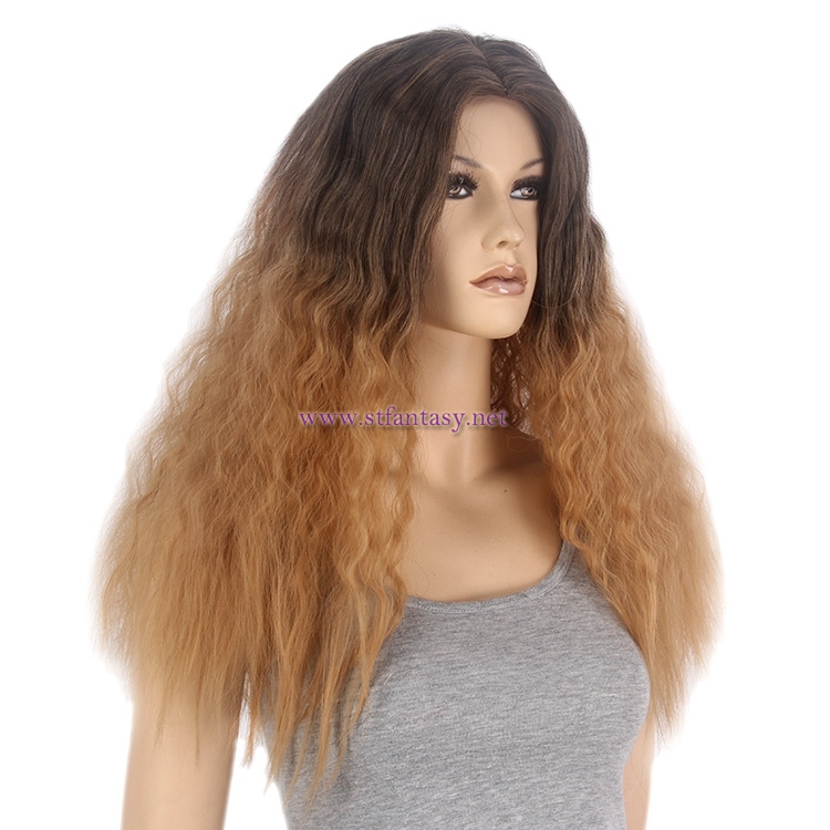 Ombre Synthetic Wig-Wholesale 25" Ombre Brown Wavy Wig Supplier