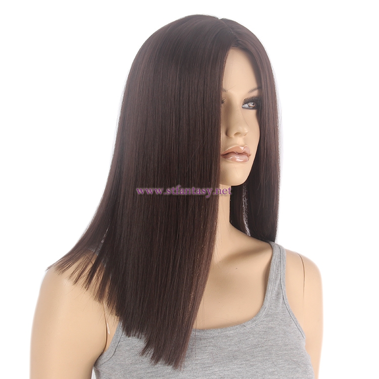 Shenzhen Wig Supplier-Wholesale 16" Brown Synthetic Bob Mannequin Wig with Plastic Cap