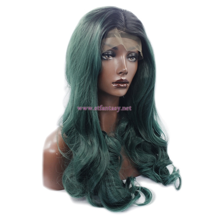 Ombre Wig Supplier- 26 inch Long Curly  Synthetic Lace Front Wig