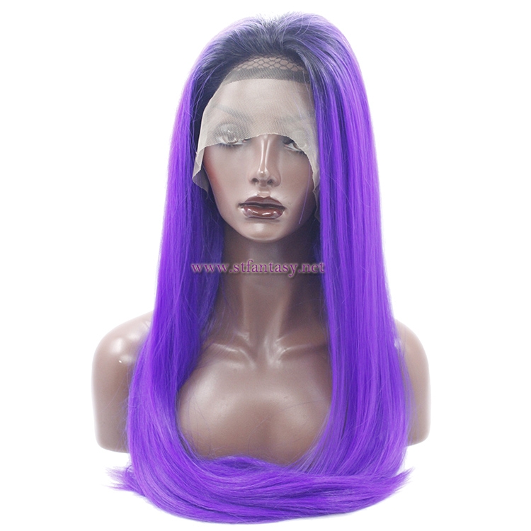 Long Purple Wig -High Temperature Fiber Lace Front Wig