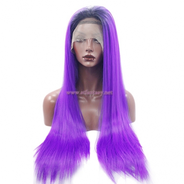 Long Purple Wig -High Temperature Fiber Lace Front Wig