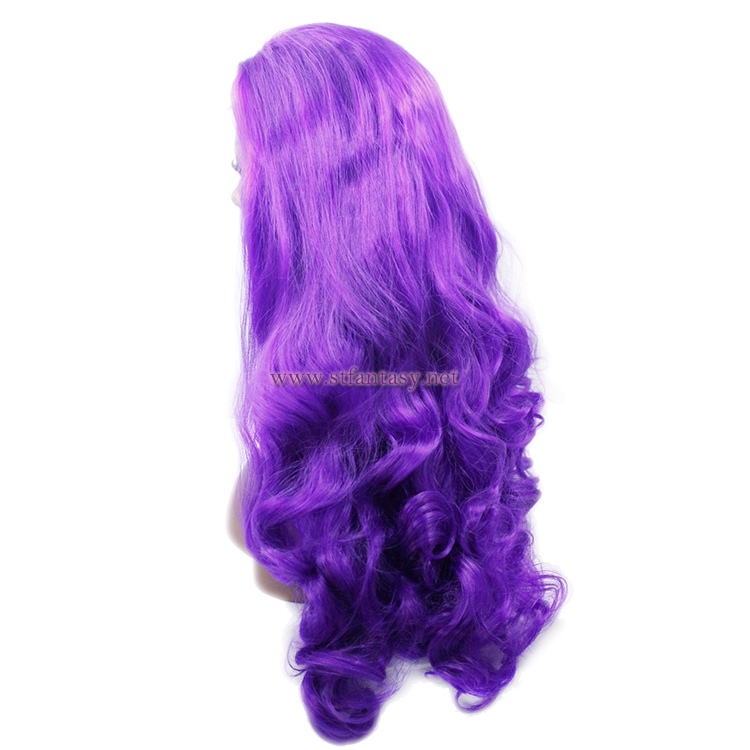 Synthetic Lace Wig- 28 inch  Long Curly Purple Wig