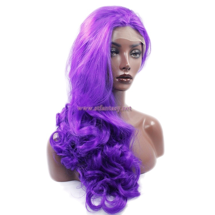 Synthetic Lace Wig- 28 inch  Long Curly Purple Wig