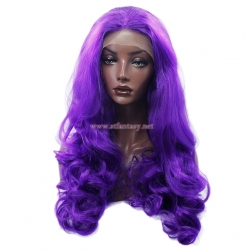 Synthetic Lace Wig- 28 inch  Long Curly Purple Wig