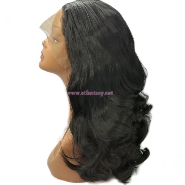 Synthetic Lace Front Wig - Natural Black Wavy Wig Supply