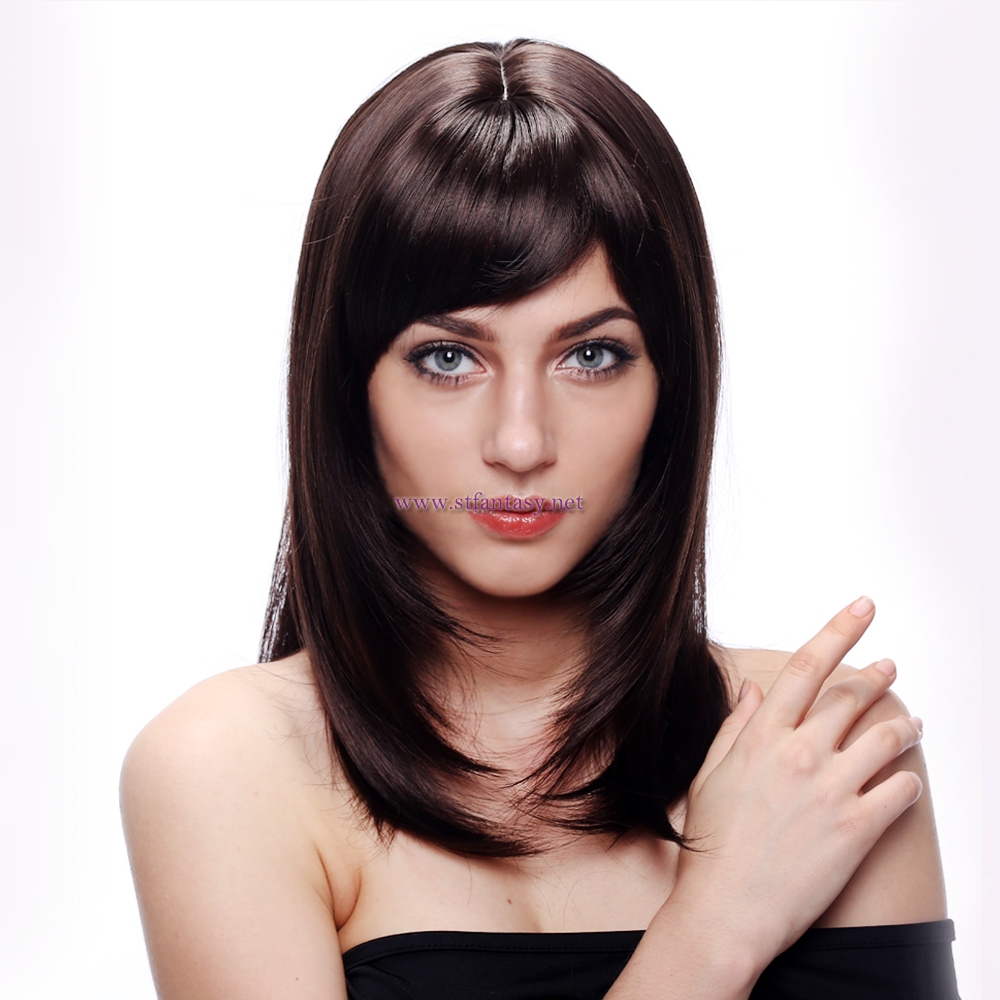 New Chemical Fiber Long Straight Hair Synthetic Hair Black Low Temperature Wire For Woman Wig