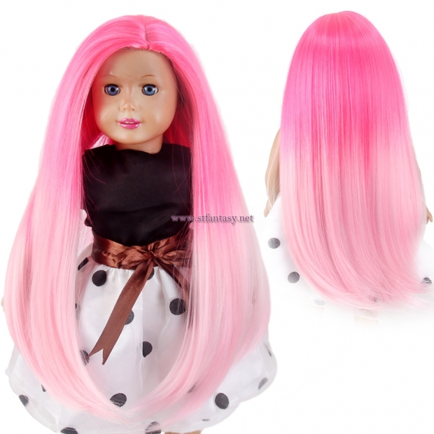 STfantasy Doll Wig for 18" AG OG Doll Journey Girls Gotz My Life Ombre Pink Straight Synthetic Hair Girls Gift