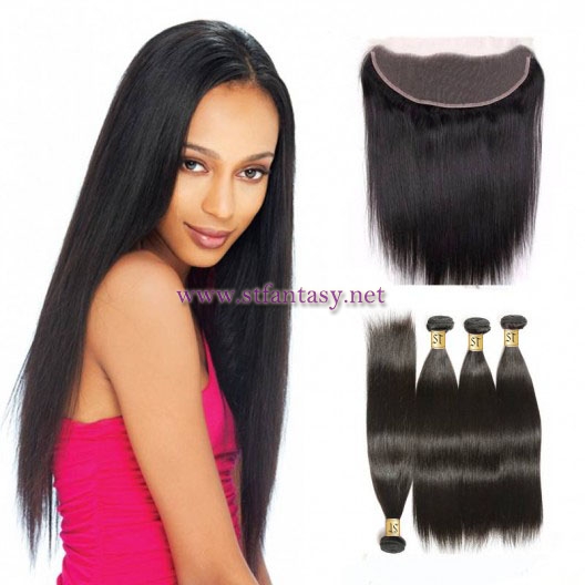 ST Fantasy Lace Frontal Closure with 4Bundles Hair Indian Straight Natural Color