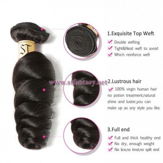 ST Fantasy Peruvian Loose Wave Hair 3Bundles Unprocessed Human Hair Weave