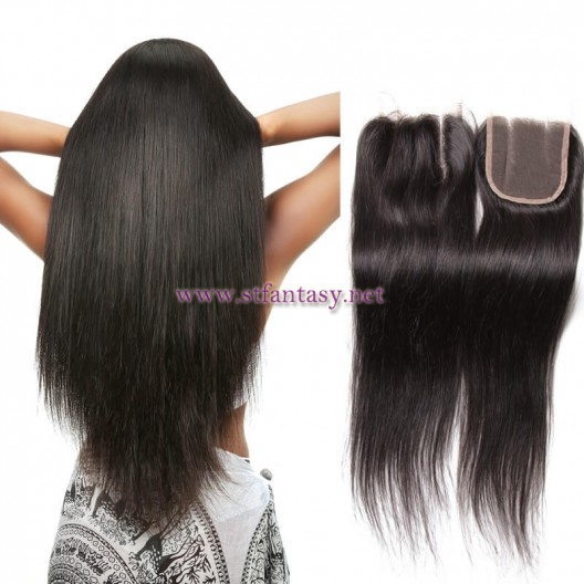 ST Fantasy Malaysian Straight Lace Closure 4*4Inch With Human Hair 3Bundles