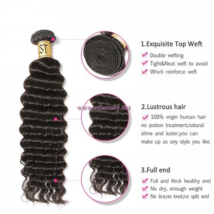 ST Fantasy Deep Wave Brazilian Human Virgin Hair 3Bundles