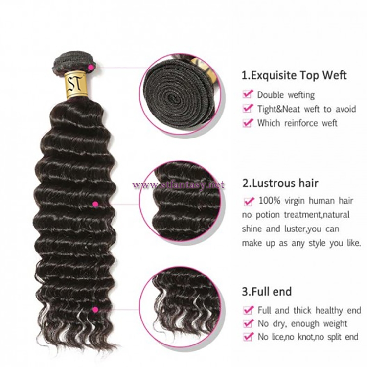 ST Fantasy Deep Wave Brazilian Hair 3Bundles African American Hairstyle