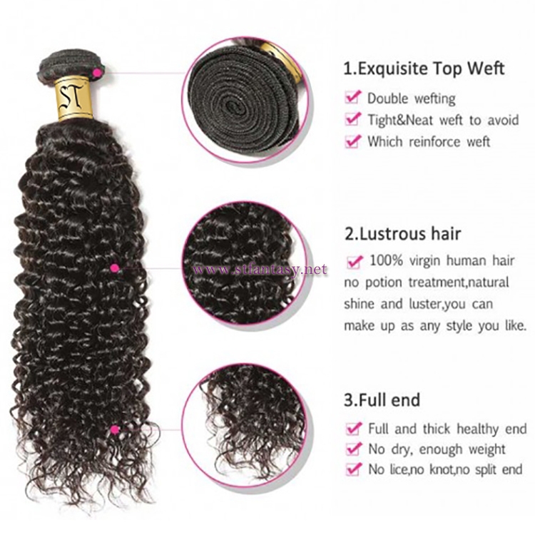 ST Fantasy Virgin Curly Hair Weave Unprocessed Human Hair 1Bundle