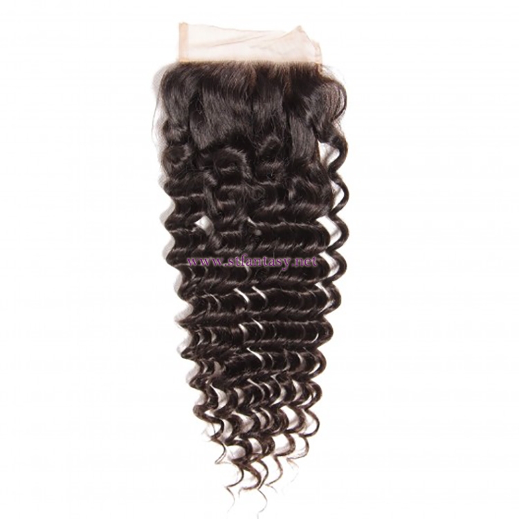 ST Fantasy 3Bundles Deep Wave Human Hair With Closure